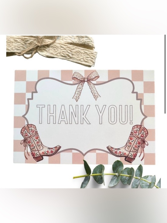 Other - NEW! 25 Cowgirl Thank you Premium Cardstock- 4 x 6 inch